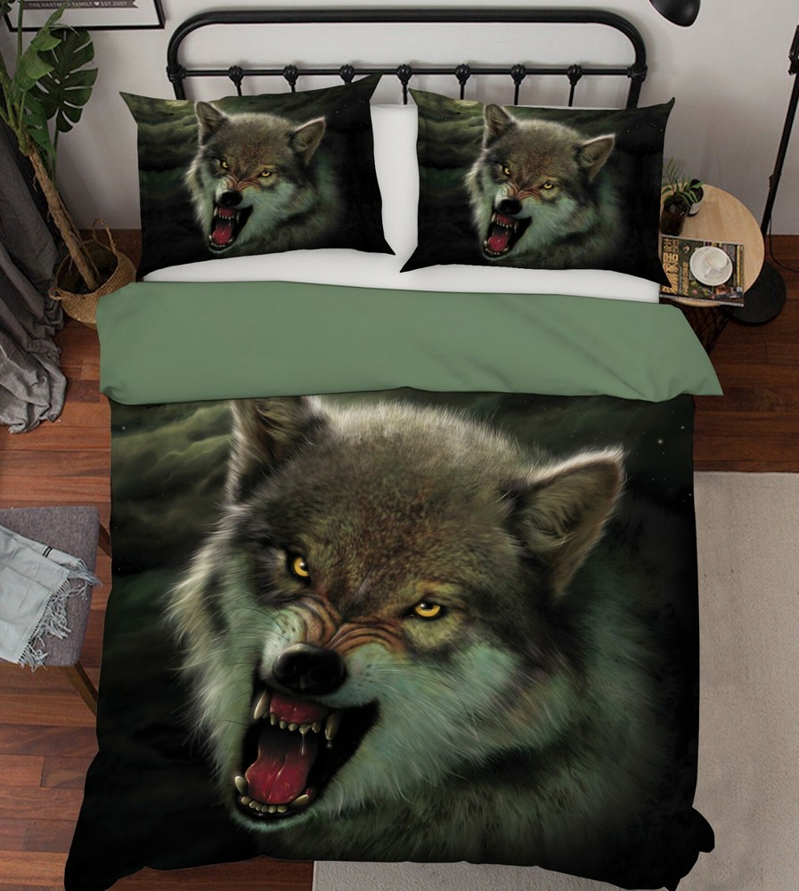 3D Moon Wolf A57 Bed Pillowcases Quilt Duvet Cover Vincent Zoe