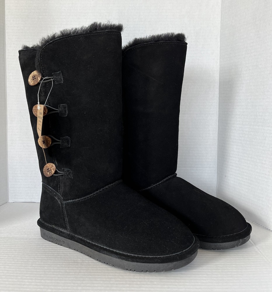 Women's Bearpaw Lori Black Suede Boots - Size 10 Cozy & Stylish