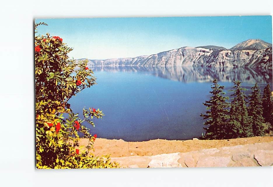 Postcard Crater Lake Wizard Island Oregon USA
