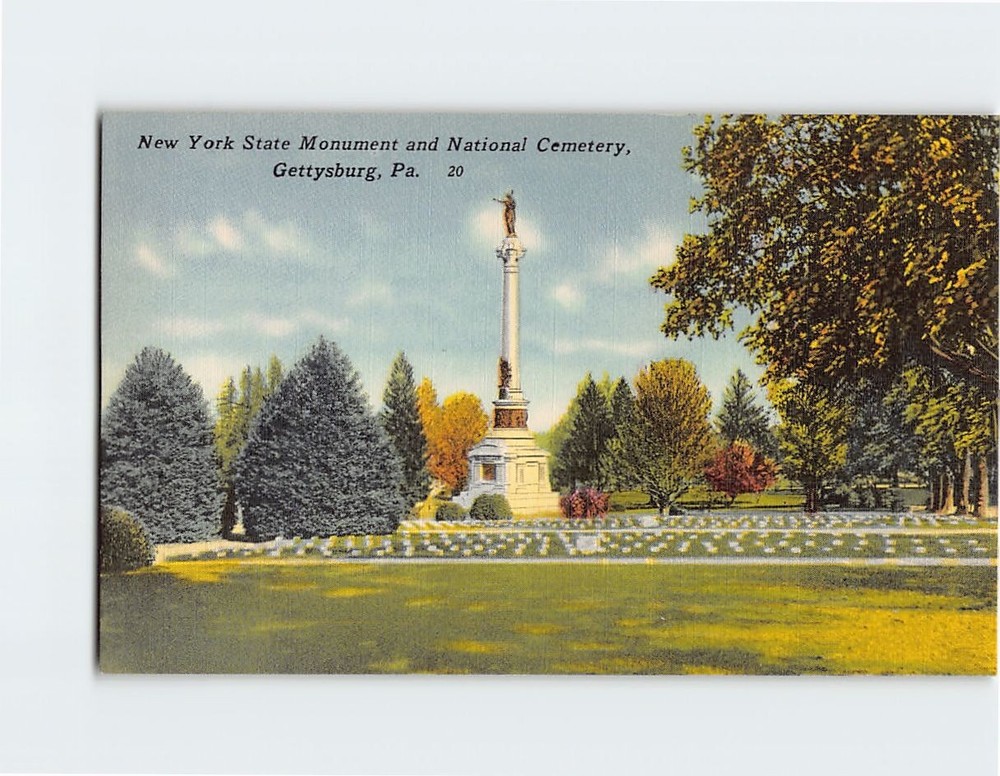 Postcard New York State Monument & National Cemetery Gettysburg Pennsylvania