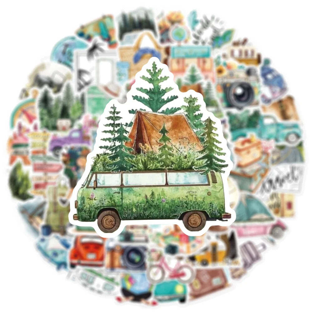50Pcs Outdoor Travel Stickers Laptop Bicycle Guitar Skateboard Sticker Kid DIY G