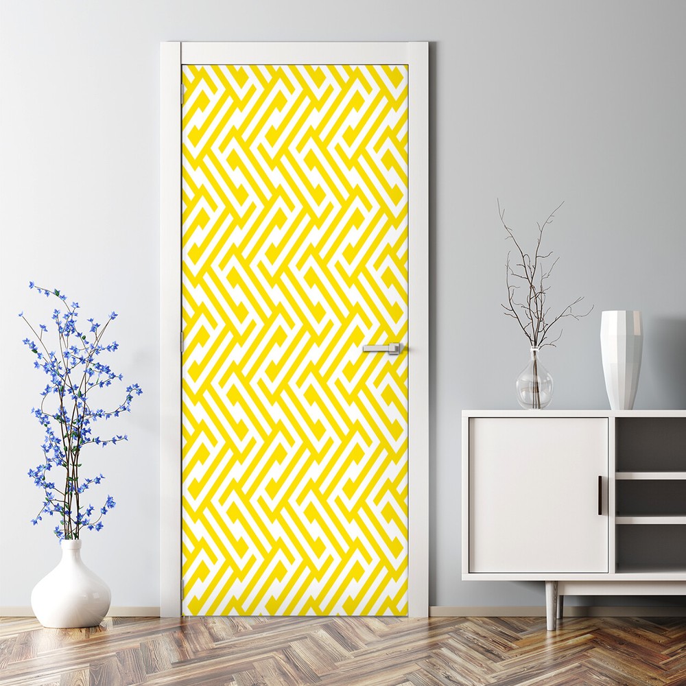Yellow chevron stripe Renters Positive color Geometric Self Adhesive Door Decal