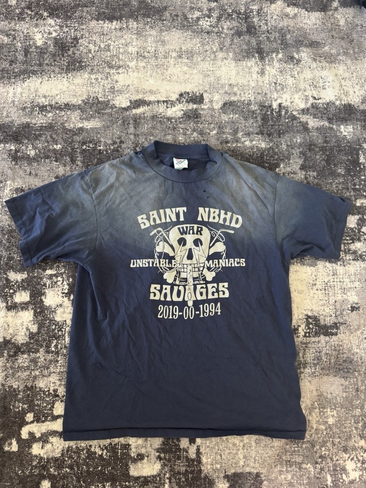 Saint Michael x NEIGHBORHOOD SS Navy Cotton Tshirt Sz S