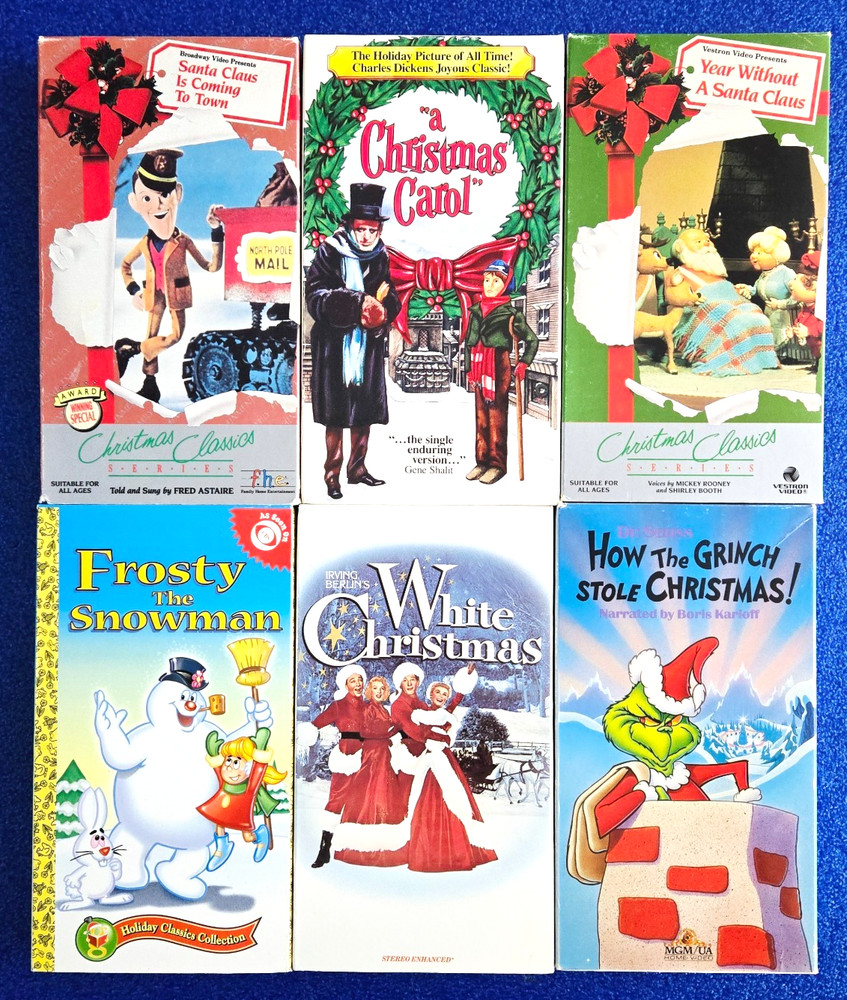 6 Christmas Movie Vhs Set Kid's Classics- Frosty, Grinch, Toys, Santa, Rudolph,