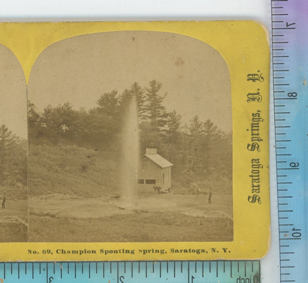 Champion Spouting Spring Saratoga NY New York Baker & Record Stereoview