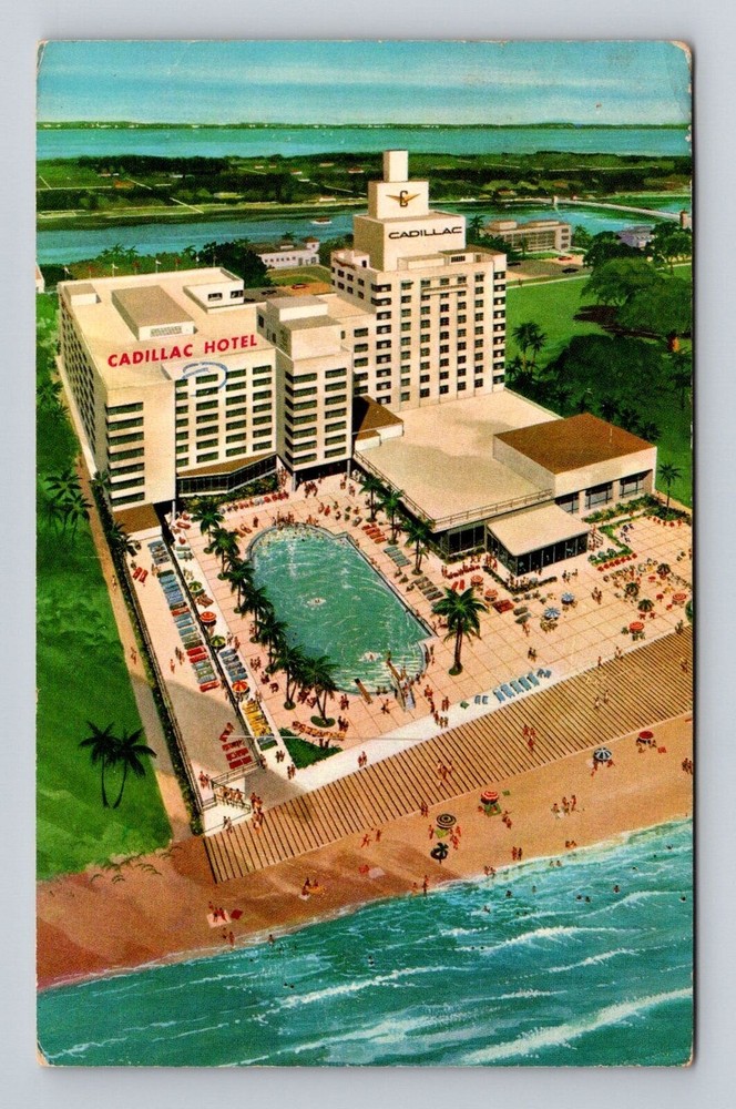 Miami Beach FL-Florida, Cadillac Hotel, Advertising, Vintage Souvenir Postcard