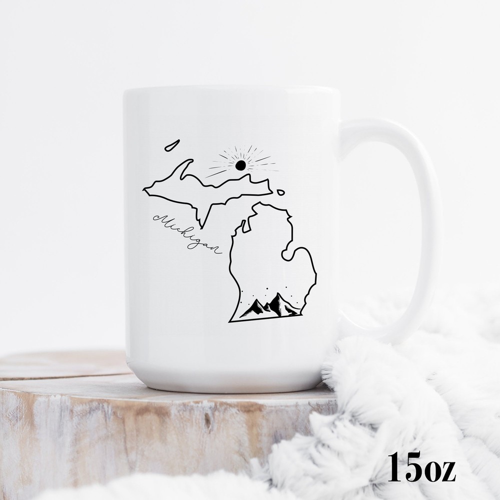 Michigan-Themed Enamel Camping Mug for Outdoor Lovers & Campers