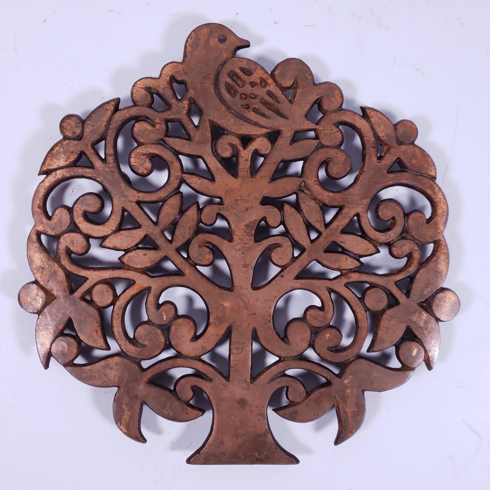Solid COPPER PARTRIDGE IN A PEAR TREE Bird Farmhouse Kitchen Wall Art TRIVET