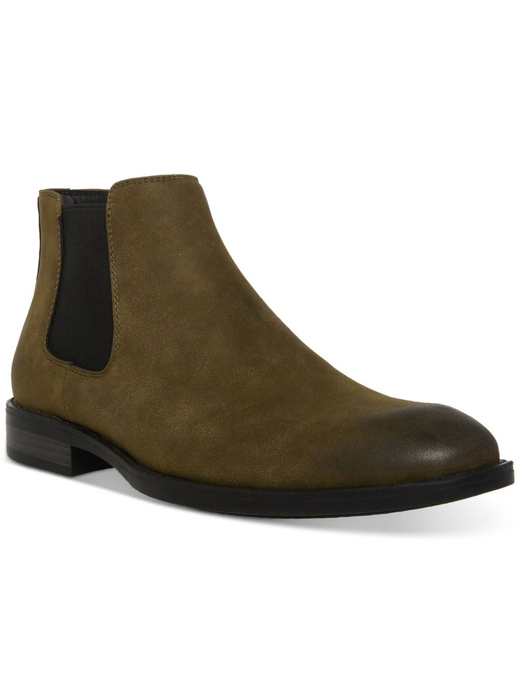 Men's Green Cushioned Chelsea Boots with Block Heel - Size 10 M