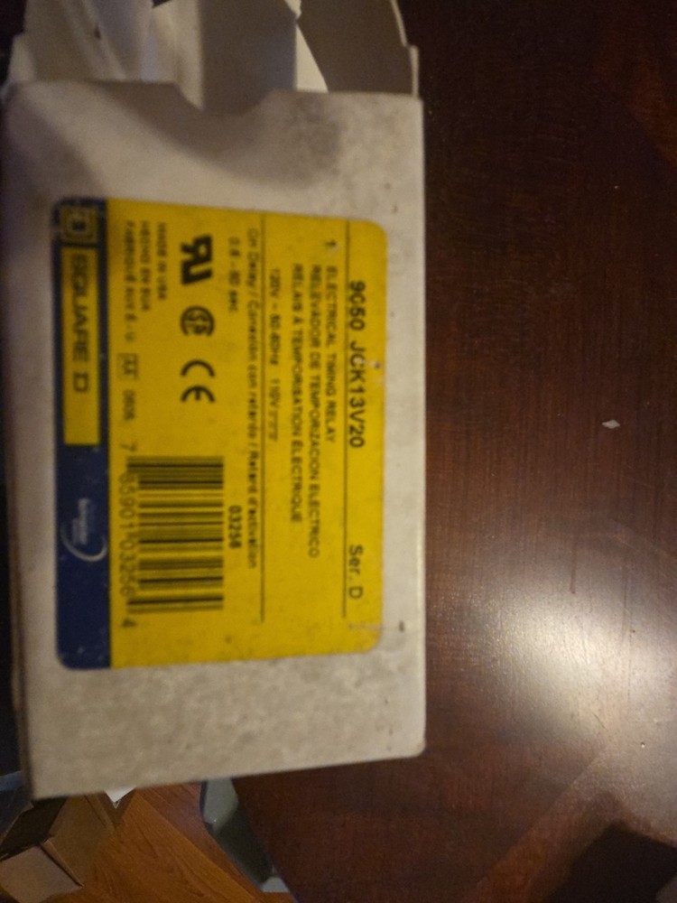 Square D Electrical Timing Relay 9050 JCK13V20 Ser B