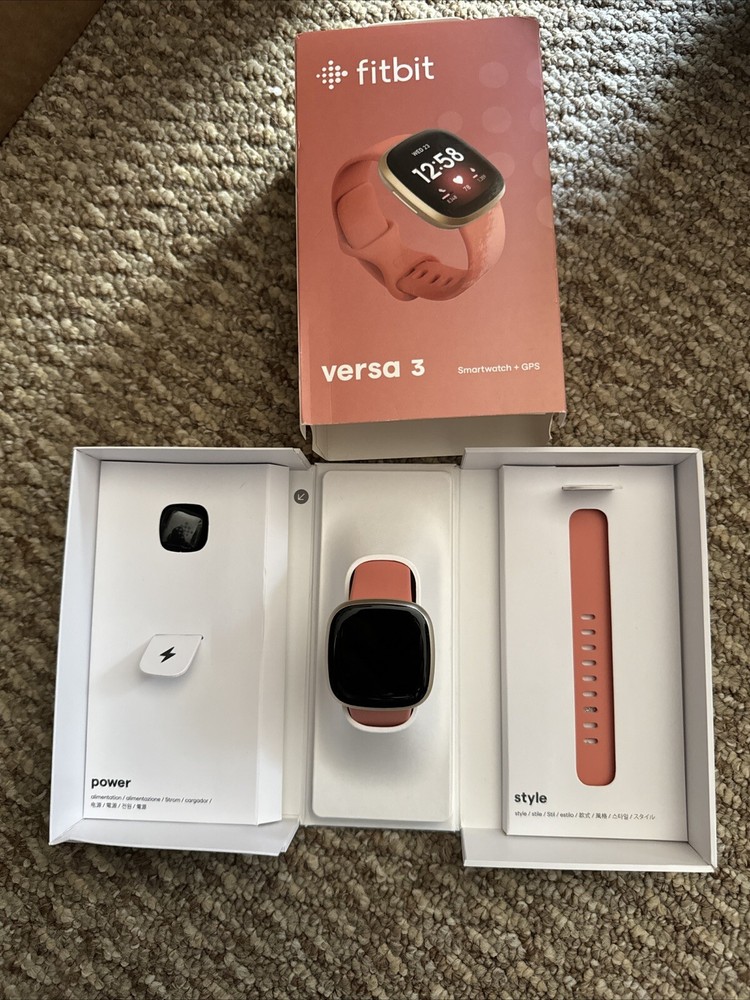 Fitbit Versa 3 used in box in excellent condition and with all its accessories