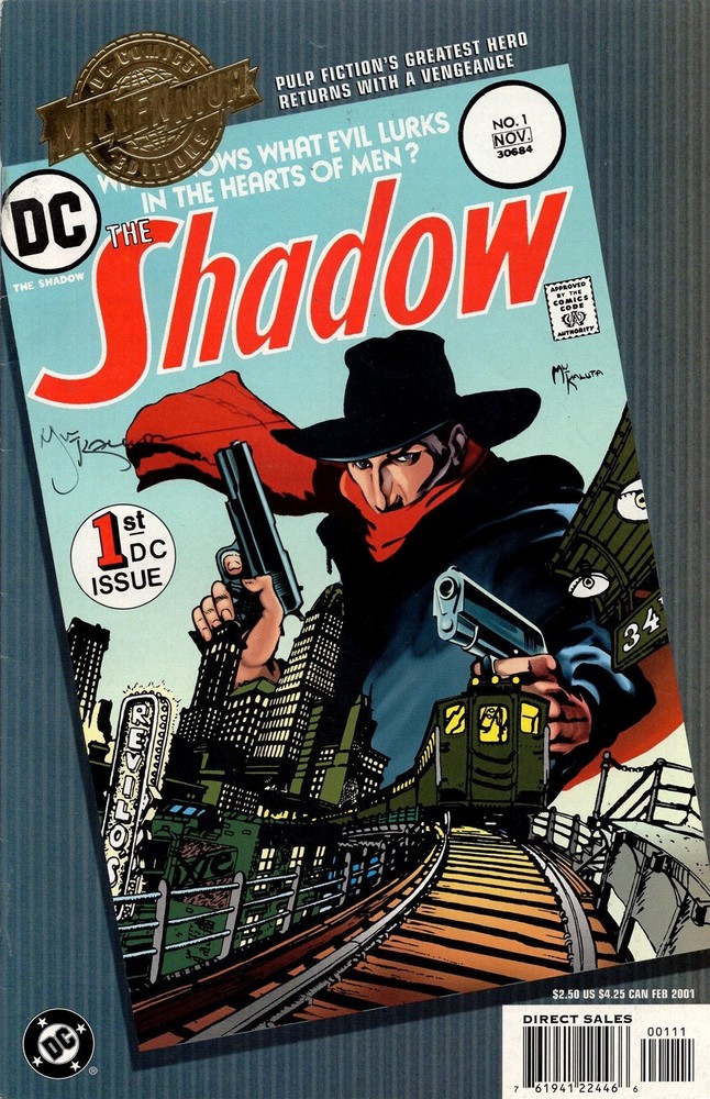 Millennium Edition Shadow #1 pulp hero foil stamp 2001 DC signed by Mike Kaluta