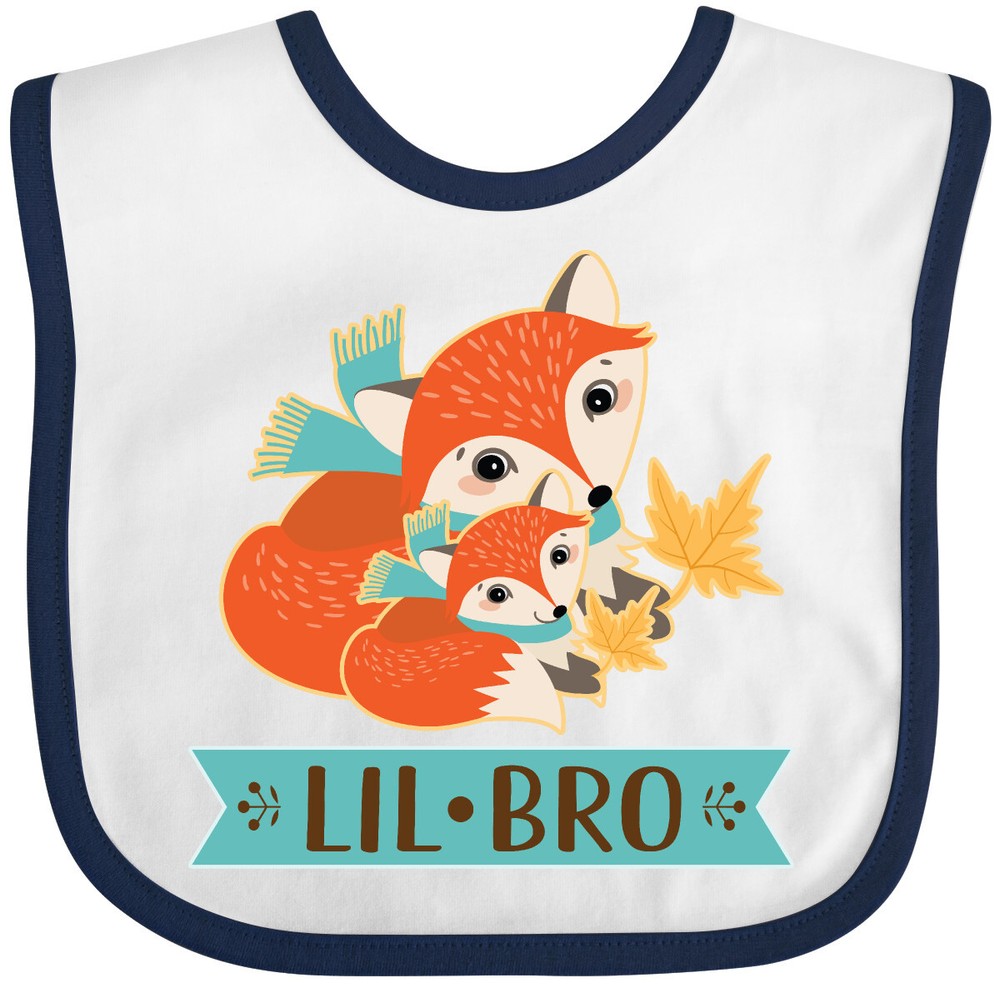 Inktastic Little Brother Woodland Fox Lil Bro Baby Bib Foxes Animals Autumn Cute