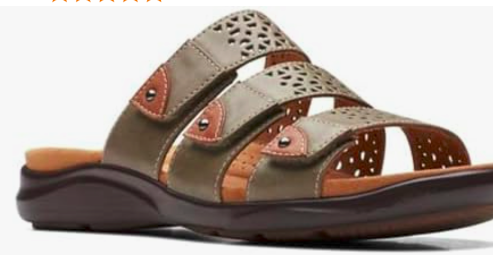 Clarks Womens Kitly Walk Brown Slide Sandals Size 7 New