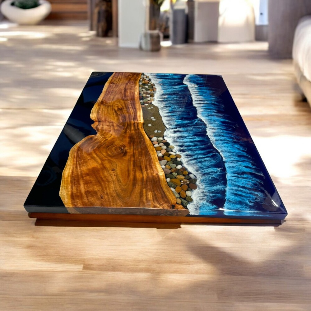 Rectangle Ocean Wave Epoxy Resin Dining Table Luxury Hallway Furniture Decors