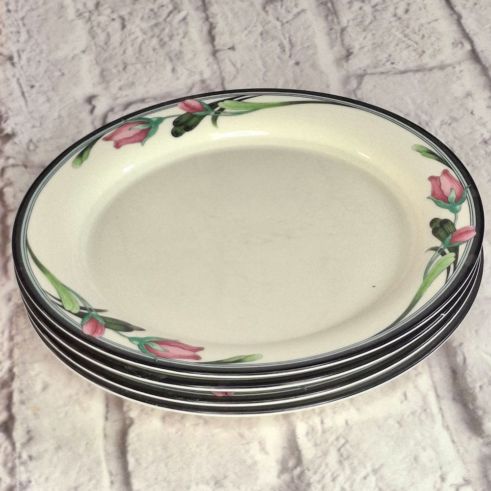 Vintage Lenox Chinastone Midnight Blossoms Salad Plates 7.5in Set of 4 SEE PICTU