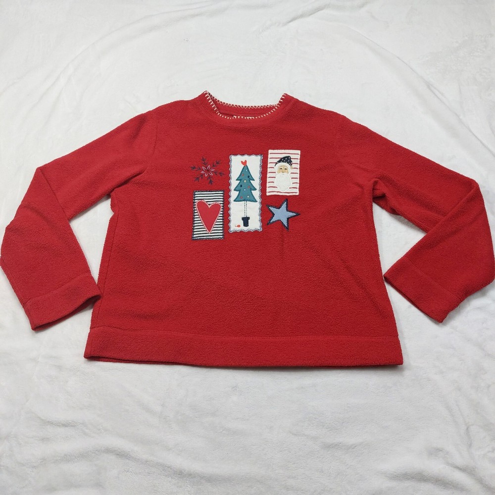 White Stag Women's Vintage Red Fleece Holiday Christmas Sweatshirt Size Small