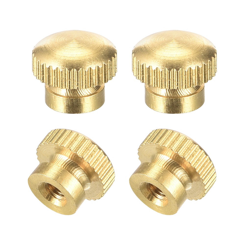 Brass Knurled Thumb Nuts, M3x0.5mm Round Stepped Knobs Fasteners 4Pcs
