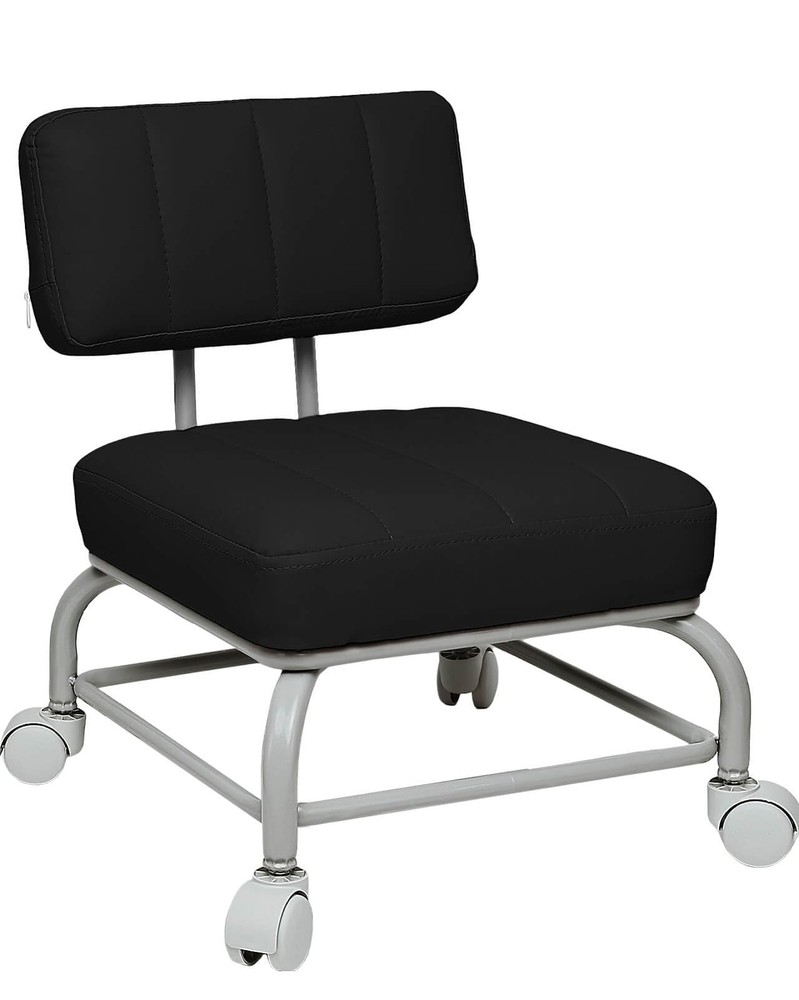 Rolling Stool with Back Rest Roller Chair Heavy Duty Rolling Stools with Whee...