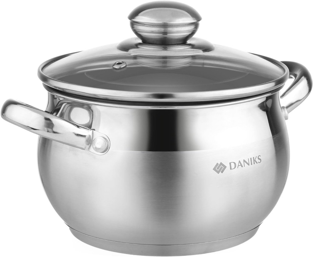 Classic 2 Quart Stainl Steel Sto Pot with Glass Lid, Tri-Ply