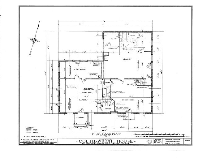 Photo:Plymouth PA 1900s Colonel H B Wright House First Floor Plan