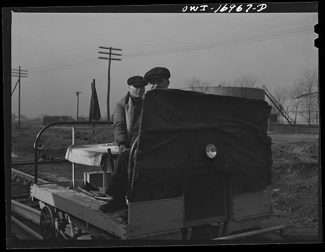 Photo:Indiana Harbor Belt Line Railroad Yard Section Crew Hand Car 1943