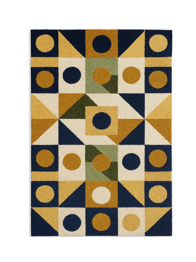 Hand-Tufted Geometric Nz Wool Rug Color Multicolor Handmade Design Carpet Rug