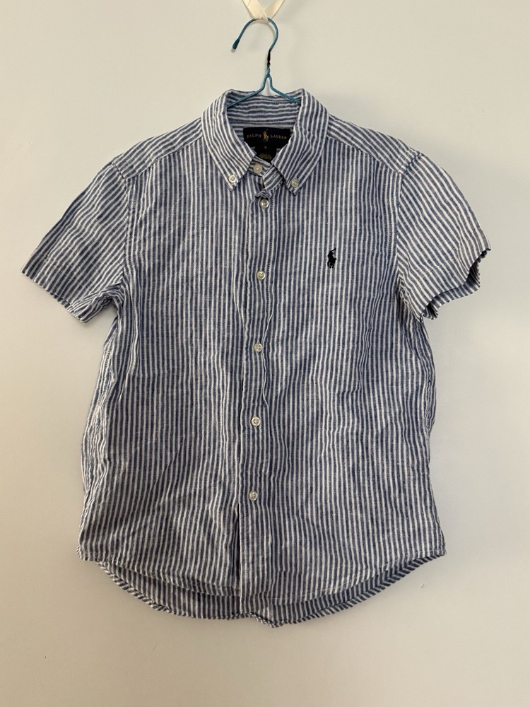 Polo Ralph Lauren Kids Striped Short Sleeve Button Down Shirt, Size 6