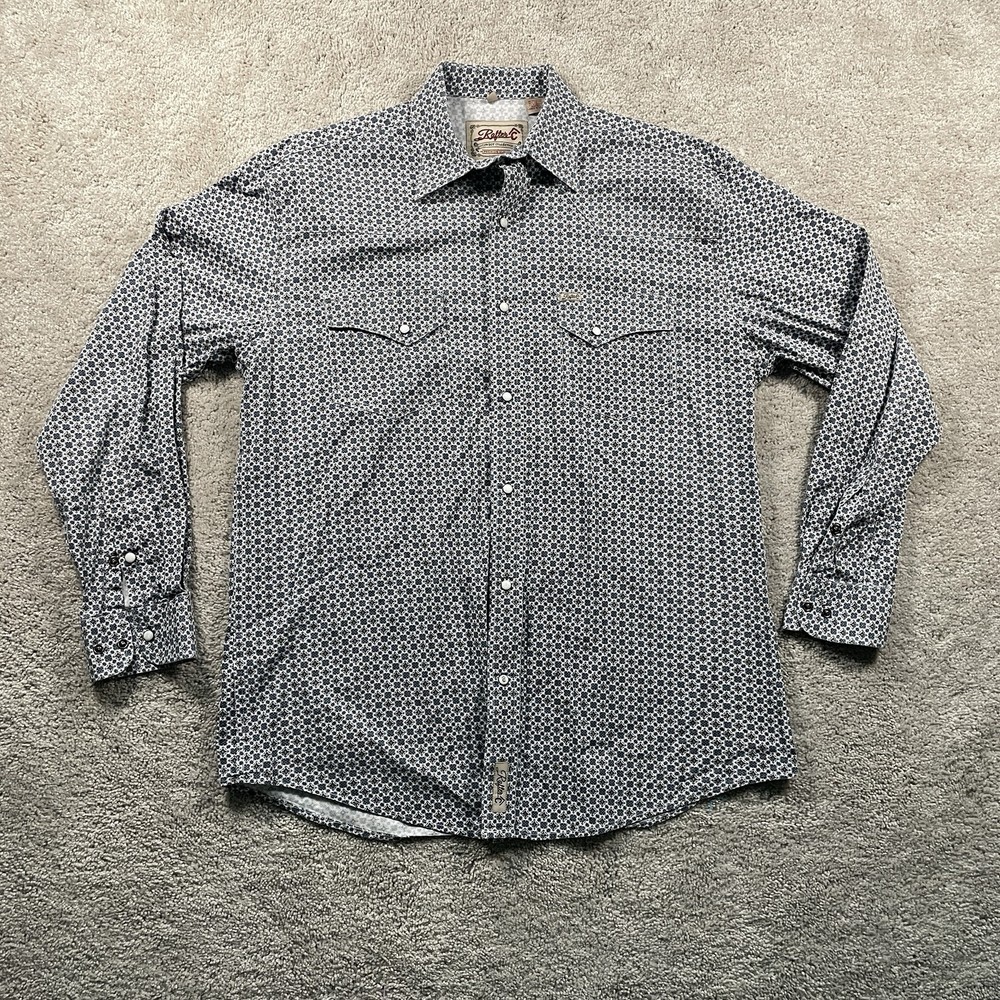Rafter C Shirt Mens Large Geometric Pearl Snap Pro Flex 45 Performance Western