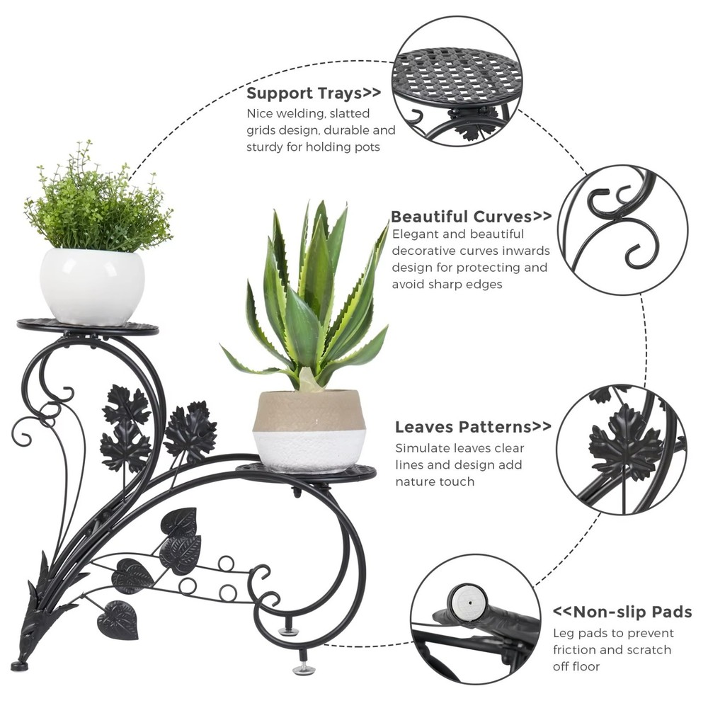 4 Potted Flower Stand Indoor Outdoor Plant Display Garden Patio