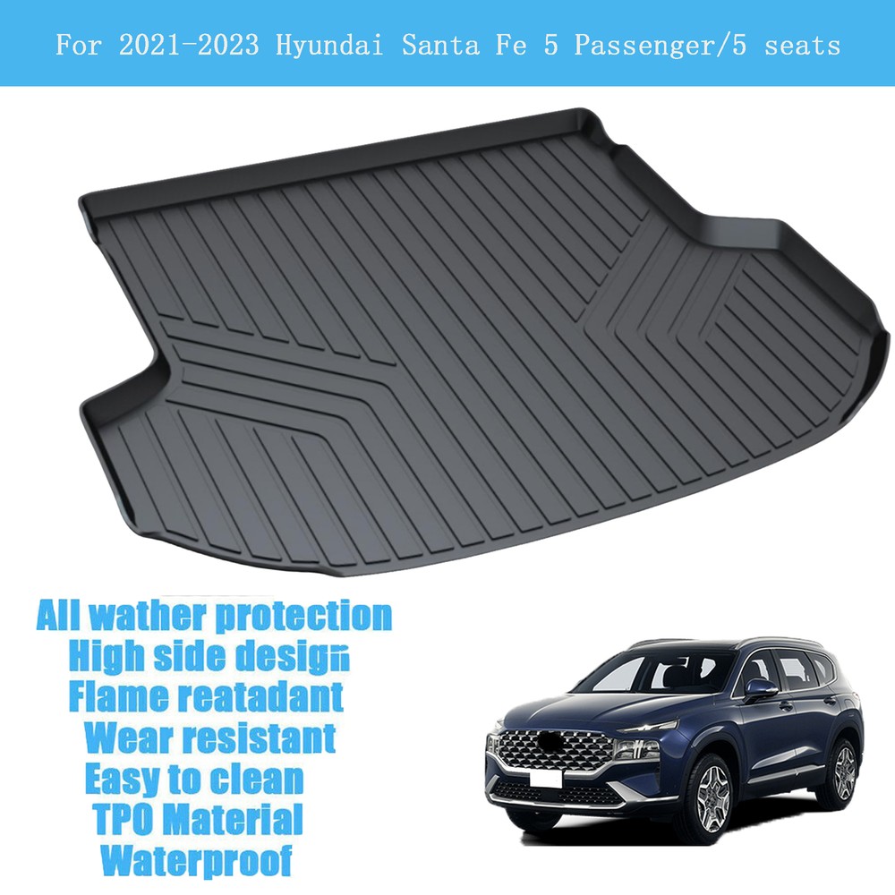 Trunk Boot Tray Liner Mat TPO Floor Carpet for 2021-2023 Hyundai Santa Fe 5 seat