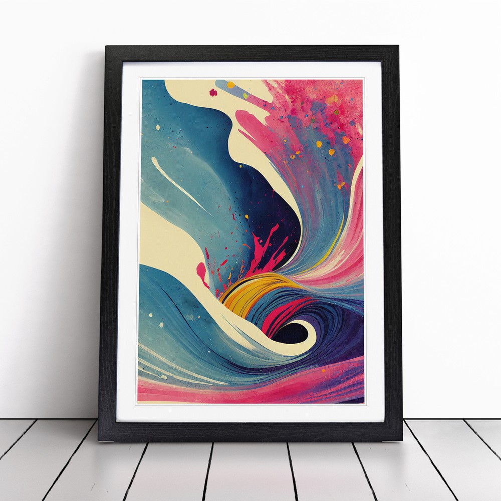 Painted Ocean Wave No.2 Abstract Wall Art Print Framed Canvas Picture Poster