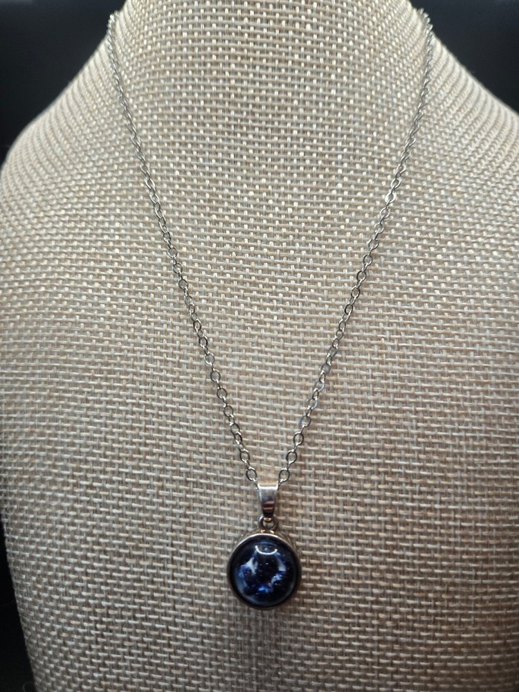 Galaxy/Dichroic Glass Pendant Set in 925 Sterling Silver