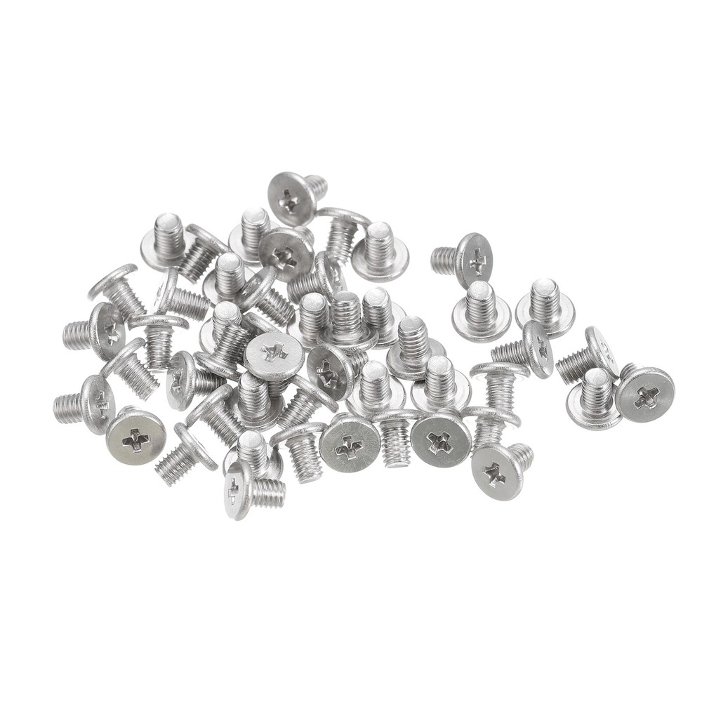 M3-0.5 x 4mm 50Pcs Metal Flat Round Head Screws Phillips Drive Machine Bolt