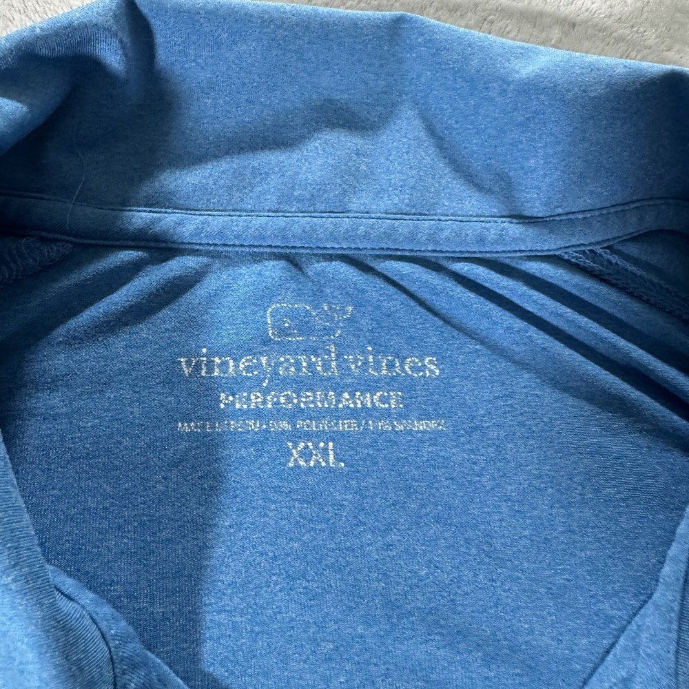 Vineyard Vines Performance Polo Shirt Mens 2XL Blue Stripe Short Sleeve Stretch