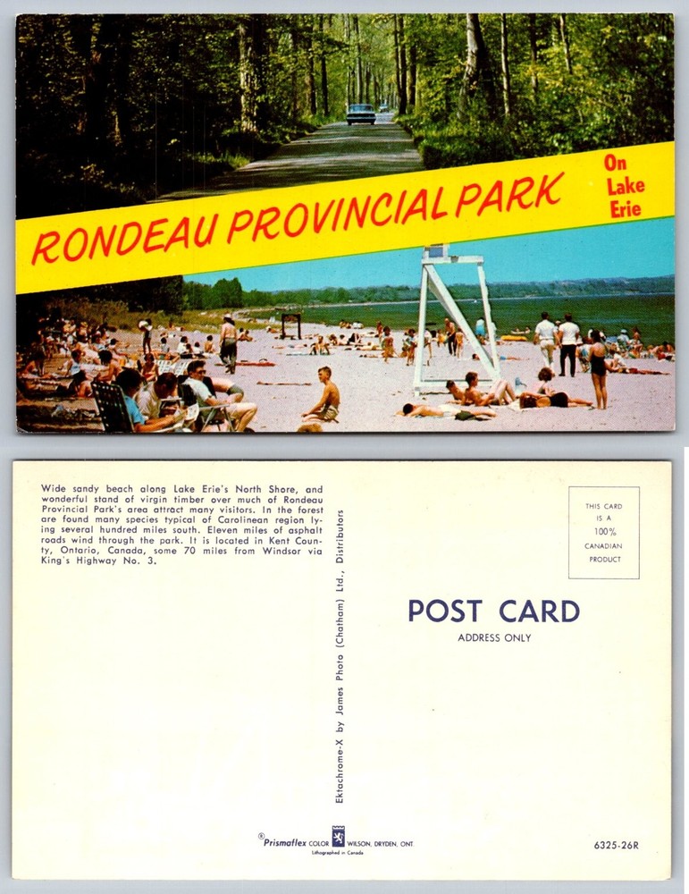 Rondeau Provincial Park Lake Erie Beach Canada Vintage Postcard