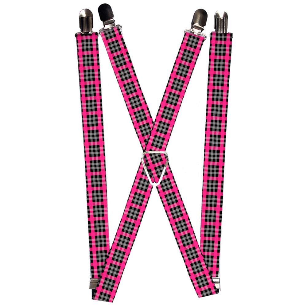 `Suspenders - 1.0`` - Plaid Black/Gray/Fuchsia` ACC NEWAnother great item from Rarewaves USA | Free delivery!
