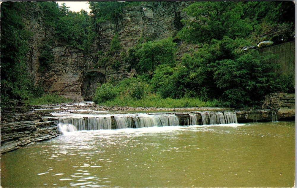 Watkins Glen NY-New York, Scenic View Waterfall, Vintage Postcard