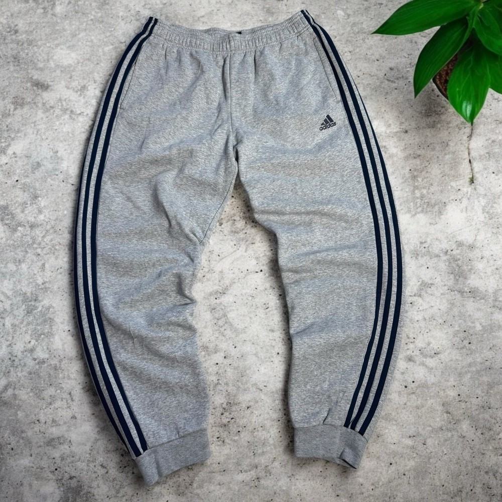 Adidas Y2K Track Pants Men’s L 3 Stripe Sweatpants Baggy Relaxed Fleece Gray Gym