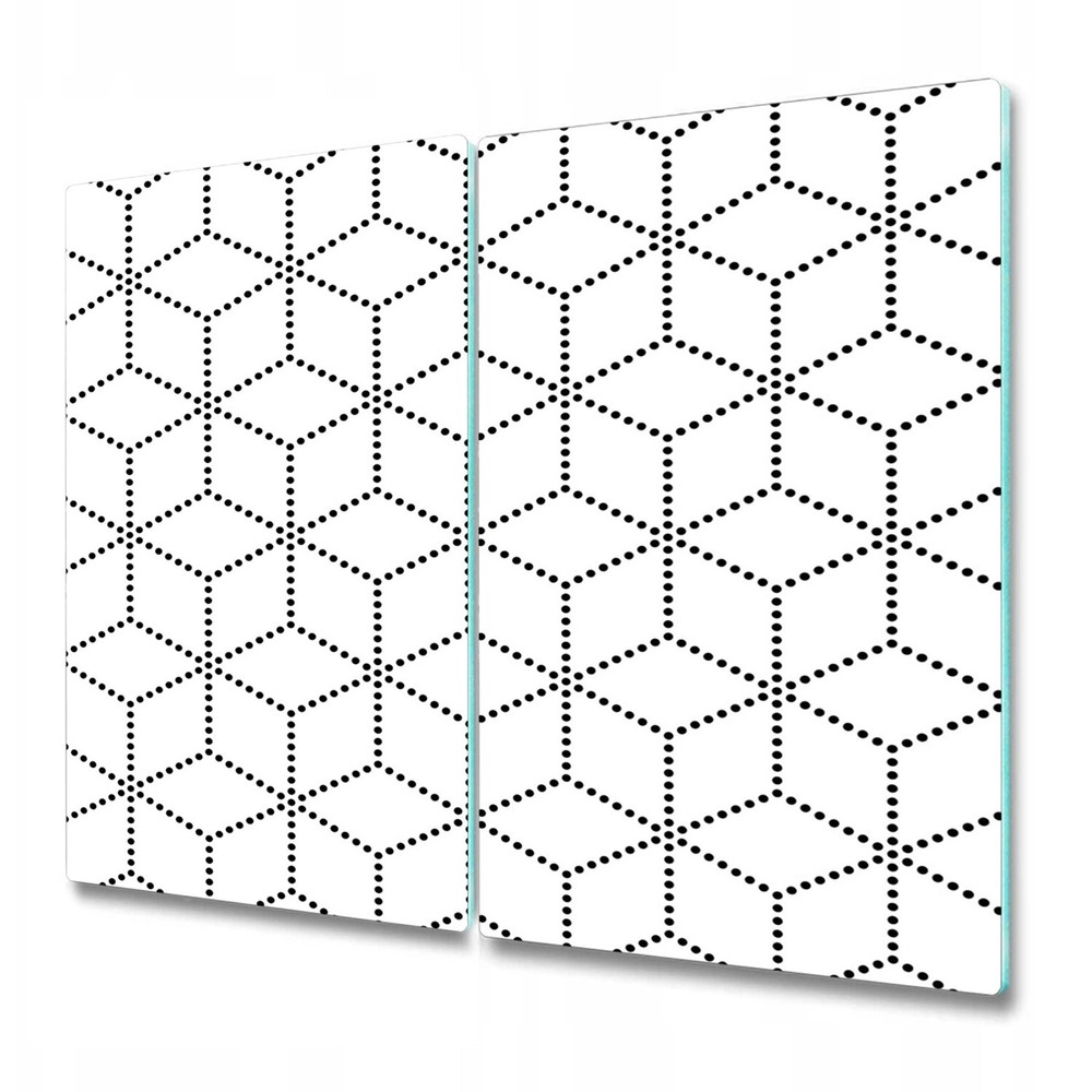 Glass Chopping Cutting Board Grey geometric cubes dots subtle and elegant