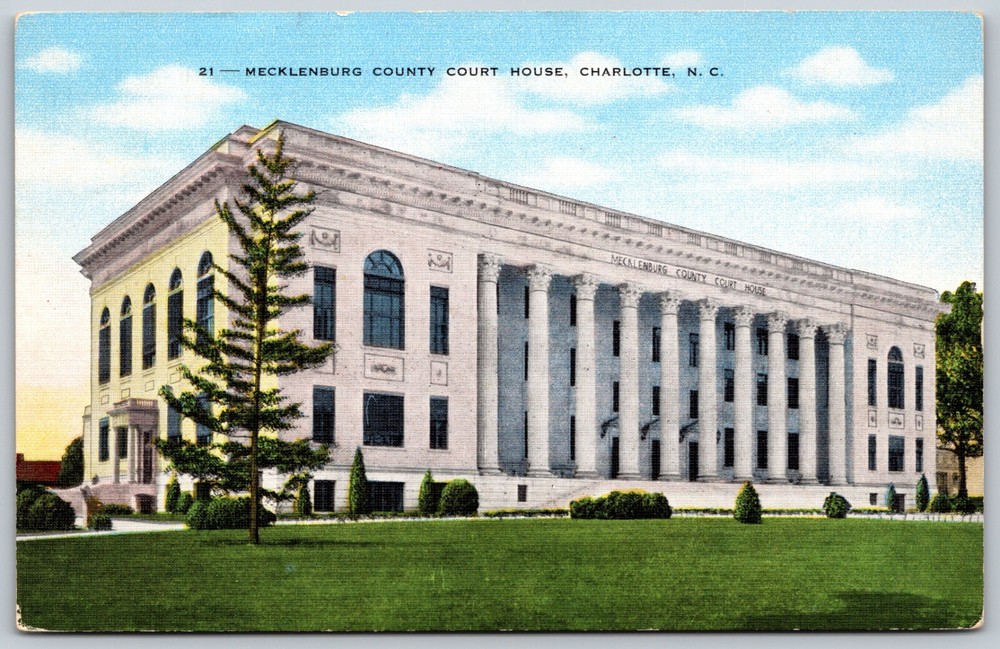Mecklenburg County Court House CHARLOTTE North Carolina NC VINTAGE Postcard