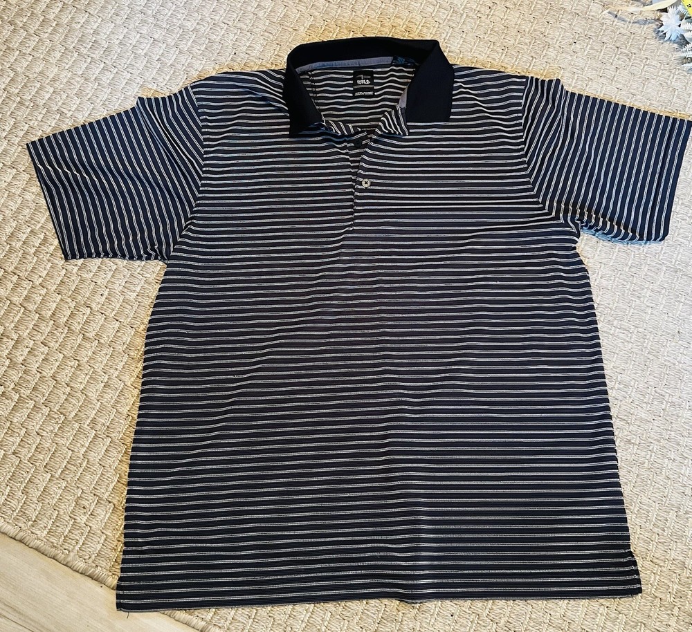 Page & Tuttle Cool Swing Golf Polo Shirt Mens Size L  Blue & White Short Sleeve