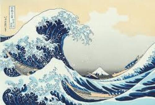 Katsushika Hokusai The Great Wave Off Kanagawa Woodblock Print by Adachi Hanga