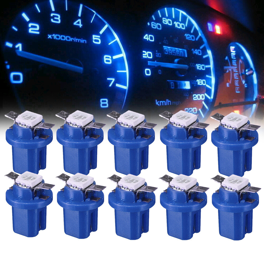 10x T5 B8.5D 5050 1SMD Blue Car Dashboard Instrument LED Light Bulbs Accessories