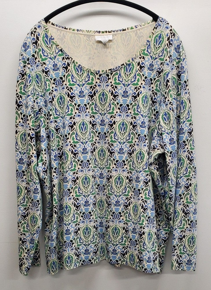 Charter Club size 3X long sleeve cotton blend knit top