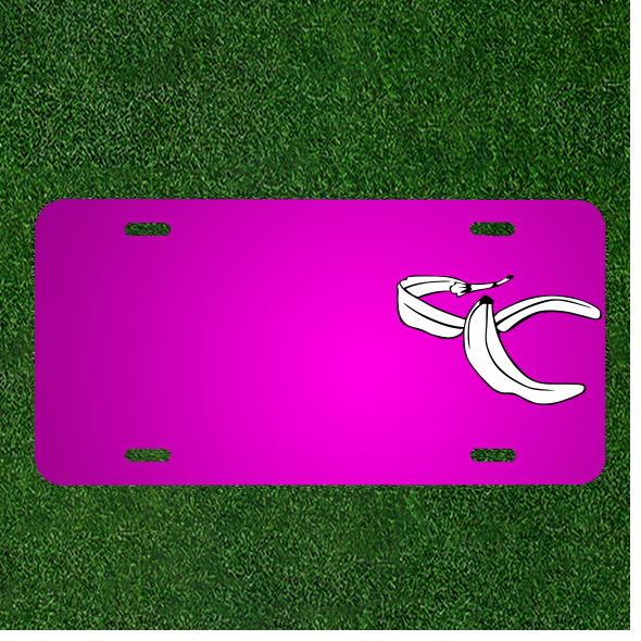 Custom Car License Plate with Personalized Names on Banana Peel Design  