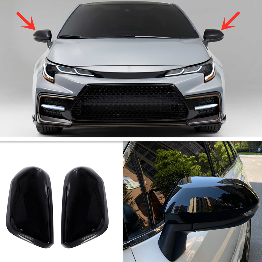 Gloss Black Side Mirror Rearview Trim Covers 2PCS for Toyota Corolla 2019-2022