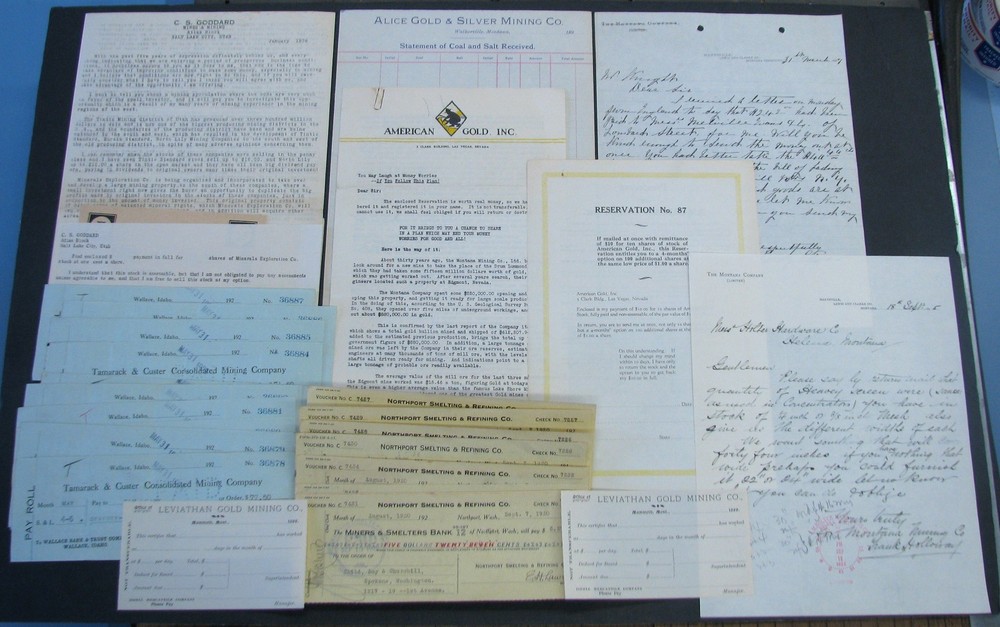 #75 - 26 old 1895-1936 WESTERN MINING paper items CHECKS, PROMO, LETTERHEADS