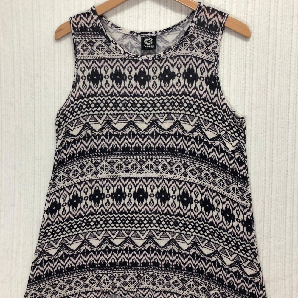 Bobeau Sleeveless Tank Top Geometric Print Casual Top Made in USA Women's Size L