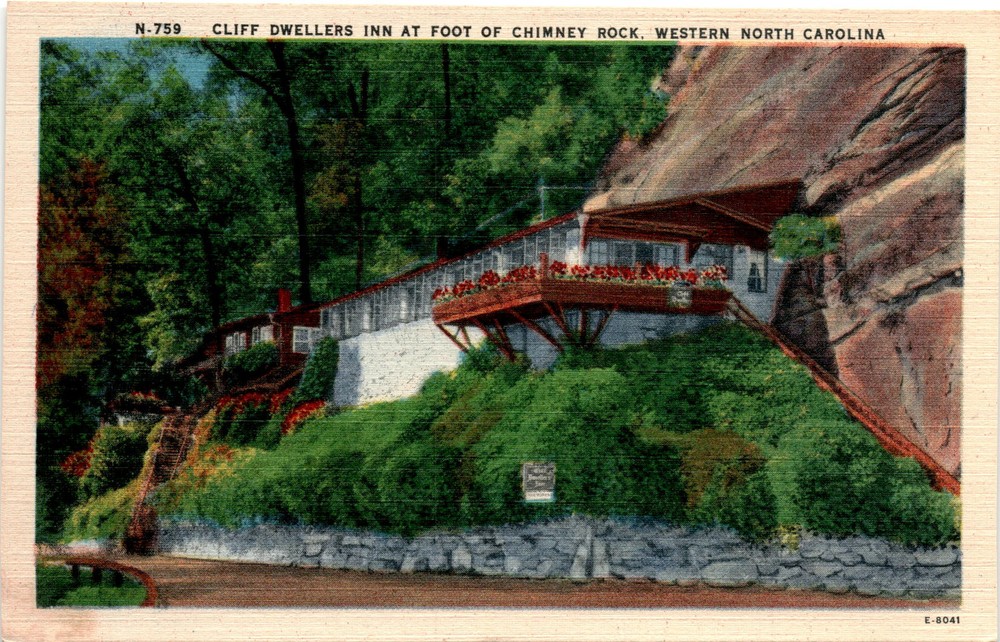 CLIFF DWELLERS INN, CHIMNEY ROCK, WESTERN NORTH CAROLINA, Postcard